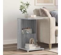 Runheo Table d'appoint Gris Sonoma 40 x 35 x 60 cm Bois d'ingénierie avec roulettes pour Salon, Bureau ou Chambre, Console Moderne Multifonction Rangement et Support déco