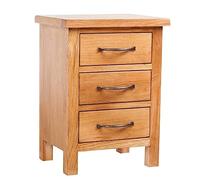 Runheo Table de Chevet avec 3 tiroirs en Bois de chêne Massif 40x30x54 cm Meuble de Rangement pour Chambre Adulte Enfant Salon Bureau Design scandinave Industriel