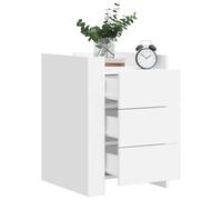 Runheo Table de Chevet Blanc en Bois d'ingénierie 45x50x65 cm avec 3 tiroirs Rangement Stable pour Chambre Salon dortoir Adulte Enfant Design Moderne scandinave fonctionnalité optimale