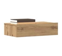Runheo Table de Chevet chêne Artisanal Bois d’ingénierie 60x35 cm Murale avec éclairage LED RVB Rangement Suspendu pour Chambre Salon Design Moderne