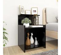 Runheo Table de Chevet Noir en aggloméré 40x35x60 cm avec 3 étagères, Meuble de Rangement Pratique pour Chambre, Salon, dortoir, Style Moderne scandinave Industriel