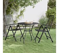 Runheo Table de Jardin Ø80x72 cm en Maille métallique Anthracite, mobilier extérieur Robuste pour terrasse, Balcon, Patio, Veranda, Table à Manger Pliante, rallonge, Ronde ou rectangulaire