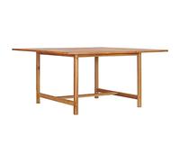 Runheo Table de Jardin Rectangle en Bois de Teck Solide 150x150 cm, mobilier extérieur Durable pour terrasse, Patio, Balcon, Veranda, Piscine, Camping, Repas, Pique-Nique, apero, rallonge
