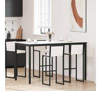 Runheo Table de Repas de Style Moderne Blanc 180 x 90 cm en Bois de pin Massif avec Structure en métal Stable pour Salle à Manger Cuisine Salon intérieur