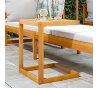 Runheo Table en C en bois d'acacia massif - 42 x 40 x 50 cm - Avec traitement à l'huile - Table d'appoint stable pour extérieur, table de jardin, table de balcon, résistante aux intempéries pour