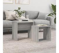 Runheo Tables Basses gigognes Bois d'ingénierie Sonoma Gris, 2 pièces, Dimensions 48x30x45 cm et 37x29x36 cm, Meuble Polyvalent pour Salon, Chambre ou Bureau