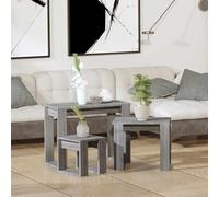Runheo Tables gigognes 3 pièces en Bois d'ingénierie Sonoma Gris avec Plateau, Rangement et tiroir pour Salon, Chambre, Bureau, entrée, Coin, décoration Moderne