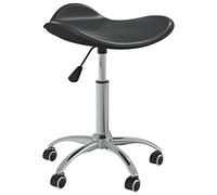 Runheo Tabouret à roulettes noir en cuir synthétique réglable en hauteur 46-57 cm, pivotant à 360 degrés avec 5 roulettes pour salon, studio, barbier et coiffer, 110 kg