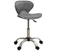 Runheo Tabouret de coiffeur gris en cuir synthétique 46,5 x 48,5 x 69,5 à 83,5 cm, pivotant à 360 °, hauteur réglable, chaise de salon avec roulettes, jusqu'à 110 kg