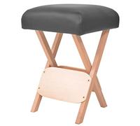 Runheo Tabouret de massage pliable noir avec assise de 12 cm d'épaisseur, cadre en bois massif, housse en PVC, 35 x 35 x 52 cm, pliable pour maison, bureau, salon, spa, portable et confortable