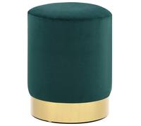 Runheo Tabouret rembourré en velours vert foncé et doré 28 x 36 cm avec structure en métal, portable et léger, idéal comme siège pour salon, bureau, balcon et jardin