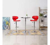 Runheo Tabourets de Bar 2 pcs Rouges Similicuir avec Repose-Pied et mécanisme réglable en Hauteur Design Moderne Industriel pour Cuisine Salon Salle à Manger