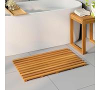 Runheo Tapis de bain uni marron bois 80 x 48 x 2,5 cm - Tapis de bain antidérapant avec design ventilé - Séchage rapide et absorbant - Tapis de salle de bain polyvalent pour douche et WC