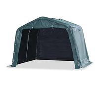 Runheo Tente de pâturage PVC 550 g/m² vert foncé 3,3 x 3,2 m, cadre en acier galvanisé, deux portes roulantes avec fermeture éclair, pour cheval, mouton, bœuf, saule et élevage agricole