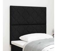 Runheo Tête de lit avec bandes lumineuses LED, noir, 90 cm, housse en tissu, design bloc de diamant, cadre en bois, montage mural, tête de lit moderne pour chambre à coucher