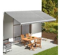Runheo Toile d'auvent, anthracite, blanc, 6 x 3 m, en polyester, résistant aux UV, aux intempéries, imperméable, durable, remplacement pour bras articulé, auvent, terrasse, balcon, jardin
