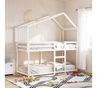 Runheo Toit pour lit d'enfant blanc en pin massif 203 x 95,5 x 142 cm, accessoires pour sommier à lattes et connecteur de lit, avec côté ouvert pour une meilleure entrée et sortie