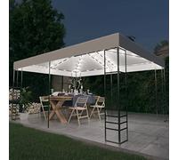Runheo Tonnelle avec guirlande lumineuse LED - 4 x 3 x 2,7 m - Blanc - Résistant aux intempéries - Imperméable - Stable - Avec protection UV et lampes solaires - Pour jardin, terrasse, fête, événement
