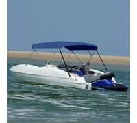 Runheo Top Bimini bleu marine 4 Bow en polyester avec revêtement PU, 243 x 230 à 244 x 137 cm, cadre en aluminium 25 mm, acier inoxydable 316, résistant aux UV et à l'eau pour protection solaire sur
