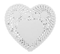 RUNROTOO 100pièces Napperons Dentelle Papier Forme Coeur pour Cuisson et Décoration Papier Absorbant Huile pour Gâteaux et Desserts Couverts Alimentaires Jetables Blanc
