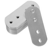 RUNROTOO 12 Pièces Connecteur de Meubles en Acier Inoxydable, Équerre | Plaques de Réparation Plates Perforées, Montage Standard, pour Armoires et Bureaux, Finition Argenté Brossée