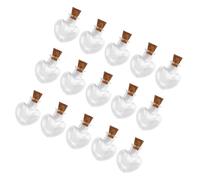 RUNROTOO 15 Mini Bouteilles en Verre avec Bouchons en liège - Pots Transparents en Forme de cœur de 2,5 cm pour Loisirs créatifs, Bouteilles à vœux, décorations de fête et Fabrication de Bijoux