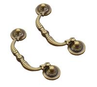 RUNROTOO 2pcs Poignées de Tiroir Rétro Vintage en Alliage de Zinc Doré Vis, Adaptées pour Tiroirs et Bibliothèques, Style Classique pour Salle de Bain et Armoires