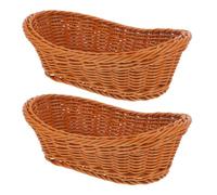 RUNROTOO 2pièces Panier de Rangement Imitation Rotin Corbeille à Fruits et Aliments Bac Plastique Robuste pour Cuisine et Salon Rangement Ouvert Polyvalent Réutilisable