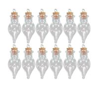 RUNROTOO 32pièces Lot de Mini Bocaux Verre avec Bouchons Liège Flacons Forme de Goutte Eau Transparents pour DIY Décorations Artisanales et Bouteilles à Souhaits