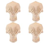 RUNROTOO 4 Pièces Pieds de Meubles en Bois Sculpté Vintage Style Européen pour Canapé et Armoire, Pieds Décoratifs Motif en Relief, Protection du Sol Bruit pour Maison ou Bureau