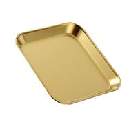 RUNROTOO Assiette Carrée en Acier Inoxydable Doré, Facile à Nettoyer, Surface Lisse et Brillante, Design Élégant pour Bars et Fêtes