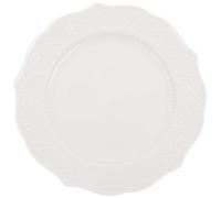 RUNROTOO Assiette Plate en Céramique Blanche Ronde de 20cm Résistante aux Chocs, Plateau à Dessert pour Restaurant et Maison, Design Vintage Élégant