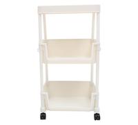 RUNROTOO Bibliothèque à roulettes Rangement Rotatif en PP Blanc à 3 Niveaux | Organiseur de Livres, Structure Multi-couche, Classification des Ouvrages, Format Pied