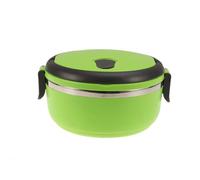 RUNROTOO Boîte à Lunch Isotherme en Acier Inoxydable Vert, Boîte à Déjeuner Portable à Double Couche Design Étanche, Rangement Alimentaire en Déplacement Réutilisable