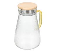RUNROTOO Carafe en Verre 1,5l Couvercle en Bambou, Matériau Alimentaire Sûr, Résistant à Haute Température, pour Maison et Nombreuses Occasions