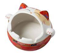 RUNROTOO Cendrier Usage Décoratif Créatif Rouge en Céramique de Chat de et Maintien Propreté pour Décoration de Bureau