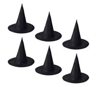 RUNROTOO Chapeaux de Sorcière Design Classique Noirs en Tissu Oxford Lot de 6 Résistants à Pique et Longue Durée D'utilisation pour Fêtes D'halloween