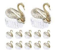 RUNROTOO Coffret 12 Pièces de Boîtes à Bonbons Mariage en Plastique Or de Cygne, Rangement Élégant pour Dragees et Souvenirs, pour Occasions Festives