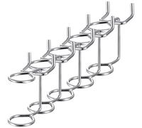 RUNROTOO Crochets Argentés Lisse pour Panneau Perforé 5pcs, Porte-outils à Double Anneau pour Suspendre Outils et Pinces pour Garage et Cave