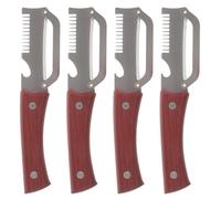 RUNROTOO Ensemble de 4 éplucheurs de légumes - Éplucheur en acier inoxydable avec coupe-julienne et ouvre-bouteille - Outil d'épluchage à manche en bois pour fruits et légumes