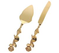 RUNROTOO Ensemble de Serveur à Gâteau Couteau et Spatule à Gâteau Haute Dureté en Alliage de Zinc Or pour Découpe Précise, Utilisation Pratique en Fête et Réception