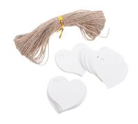 RUNROTOO Étiquettes Présents avec Ficelle en Lin en Papier Kraft Blanc de Cœur 500 Cartes Vierges Suspendues pour Emballage Vintage et Besoins Présents en Magasin
