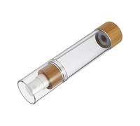 RUNROTOO Flacon Pulvérisateur Vide en Bambou et Verre Pompe Doseuse Anti-fuite, pour Lotion et Soins Peau en Voyage ou Camping Extérieur