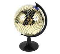 RUNROTOO Globe Tournant Doré en Plastique Verre avec Design Réfléchissant, Boule à Effet de Flamme pour Décoration Bureau et Maison, Pièce Décorative Unique et Stylée