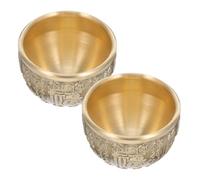 RUNROTOO Lot de 2 Bols en Laiton Doré Décoratifs Maison, Bol à Trésor Résistant à L'usure, Design Unique Apportant Richesse et Chance, pour Décoration ou Présent