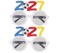 RUNROTOO Lot de 2 lunettes de Nouvel An en forme de chiffre 2027, lunettes sur le thème du football, accessoires photo pour le réveillon du Nouvel An, pour célébrer le sport