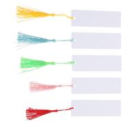 RUNROTOO Lot de 5 Marque-pages Vierges en Aluminium Rectangle Double Face avec Pompons Colorés Légers et Faciles à Transporter pour Lecture et Bricolage