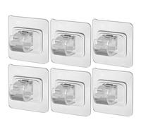 RUNROTOO Lot de 6 Crochets pour Tringles à Rideaux en Acier Inoxydable Transparent, Supports Adhésifs sans Clous, Compatibles Tringles de 5/8 Pouce, pour Rideaux de Bain et Voilages, Usage