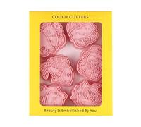 RUNROTOO Moule à Biscuits -même en PP Rose, 6 Pièces, Multi-Usage pour Découper et Embosser la Pâte, Pâtisserie Cuisson de Biscuits Nouvel an