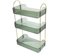 RUNROTOO Organiseur de Commode à Trois Niveaux en Acier Inoxydable Vert Grand Espace, Design Simple et Stable pour Salle de Bain et Lavabo